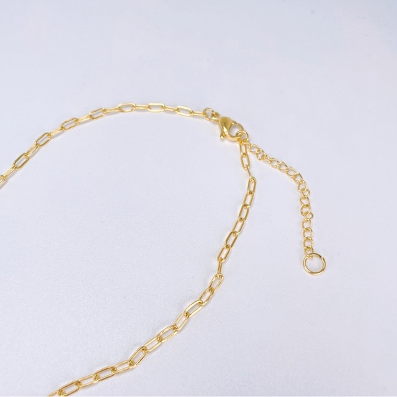 Pearl Shell Starburst Pendant Paperclip Chain 18K Real Gold Plated Necklace - Picture 8 of 10